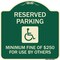 Signmission Reserved Parking Minimum Fine of $250 for Use by Others Heavy-Gauge Alum, 18" x 18", G-1818-23064 A-DES-G-1818-23064 - alternate 1